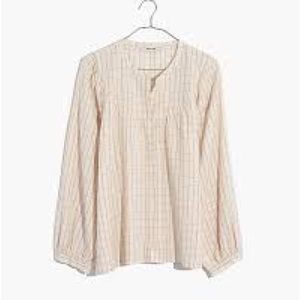 Madewell Balloon Sleeve Peasant Top in Cream and Tan, XXS